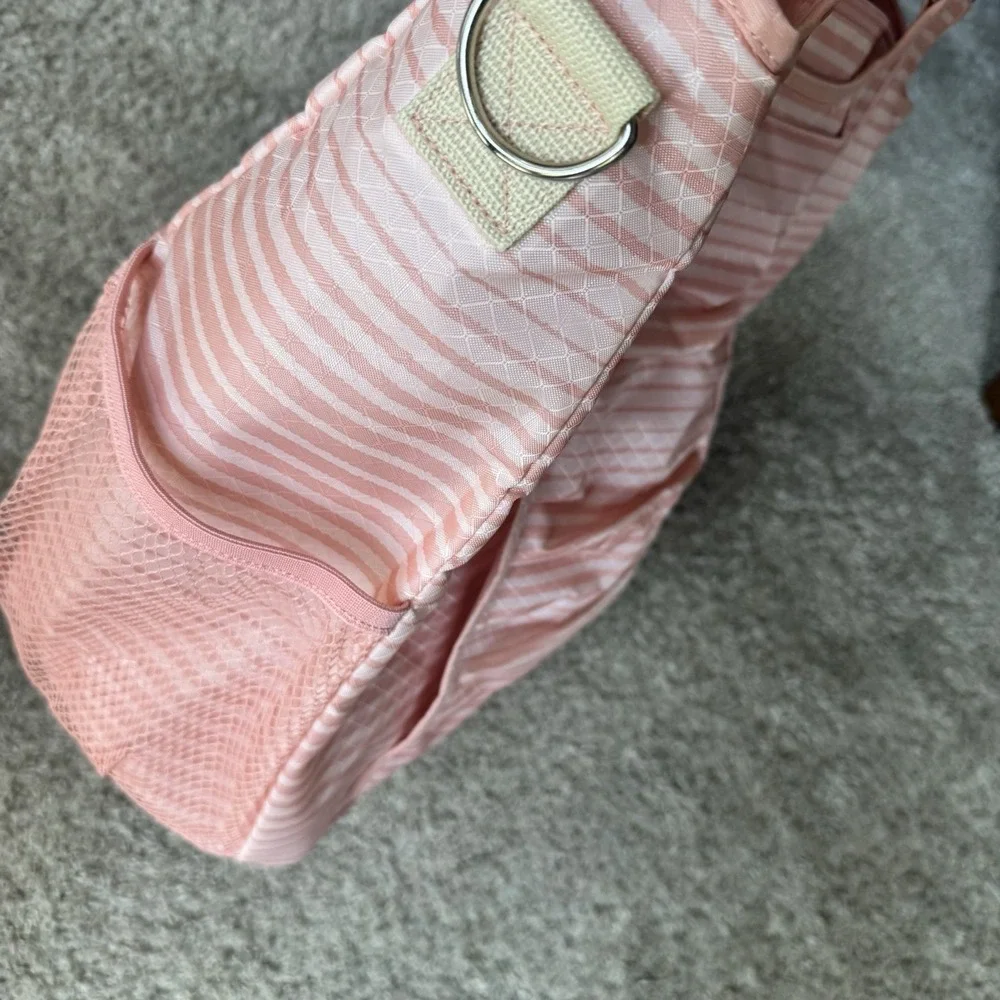 Thirty One 31 Peach Stripe Bag All Pro Tote Pool Beach Gym Yoga Diaper *Read